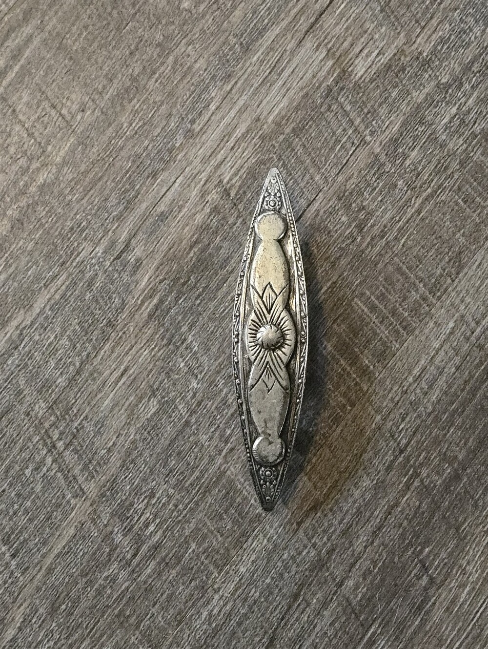 Scooter Paris Hair Clip Barrette Vintage Metal  4” Tribal Etched
